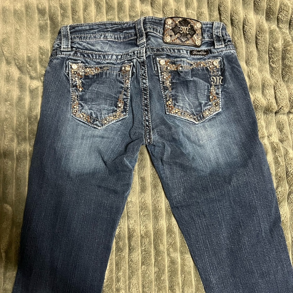 Miss Me Dark Blue Boot Cut Jeans with Embellishments